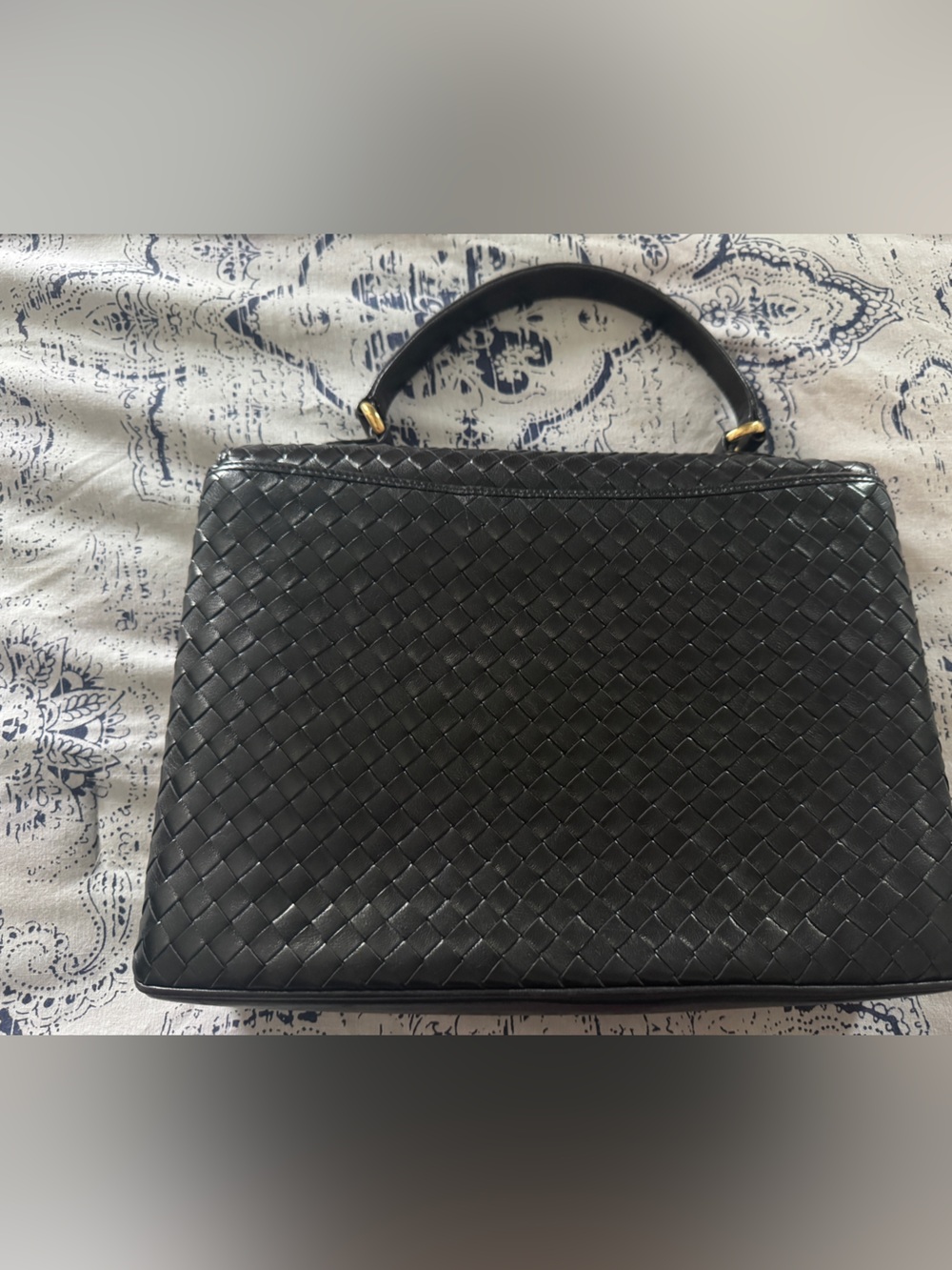 Bally Trimmed Woven Leather Top-Handle black bag. - Picture 3 of 10